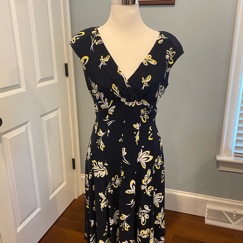 Ralph Lauren Navy, White & Yellow Floral Dress